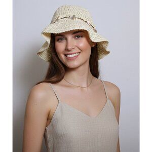 Kathy Jeanne Sea Shell Cloche‎ Hat Cream Women One Size